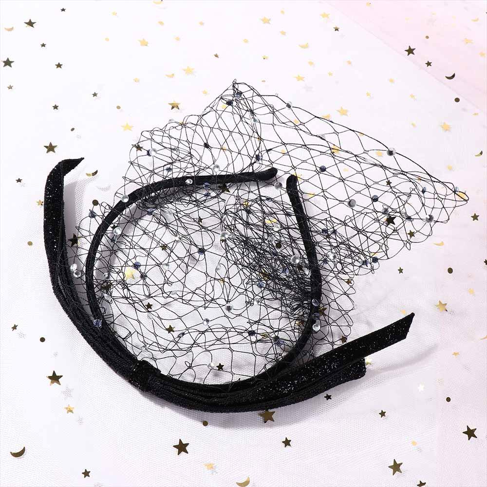 Bowknot Bow Headband Cloth Rhinestone Headband Fashion Bride Veil Hair Hoop  Female