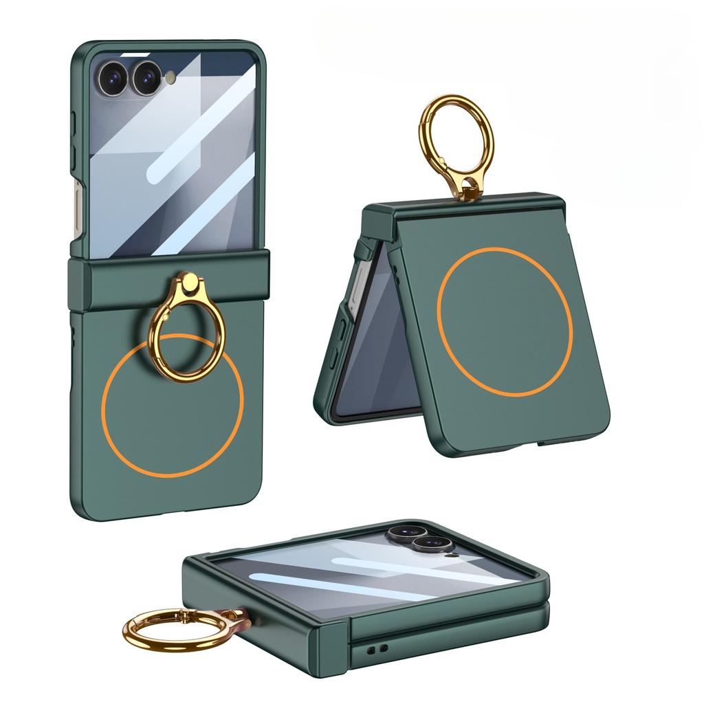 Wbudowany Cienki Ochronny Ekran Pokrowiec na Telefon dla Samsung Galaxy Z Flip 7 ZFlip7 Flip7 Uchwyt Pierścieniowy Magsafe Pokrowiec Ochronny na Zawias