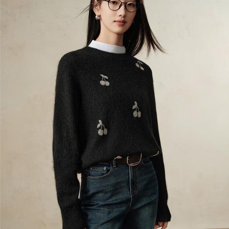 JOOZE ANNAKO Women's Beaded Cherry Alpaca Blend Knit Sweater