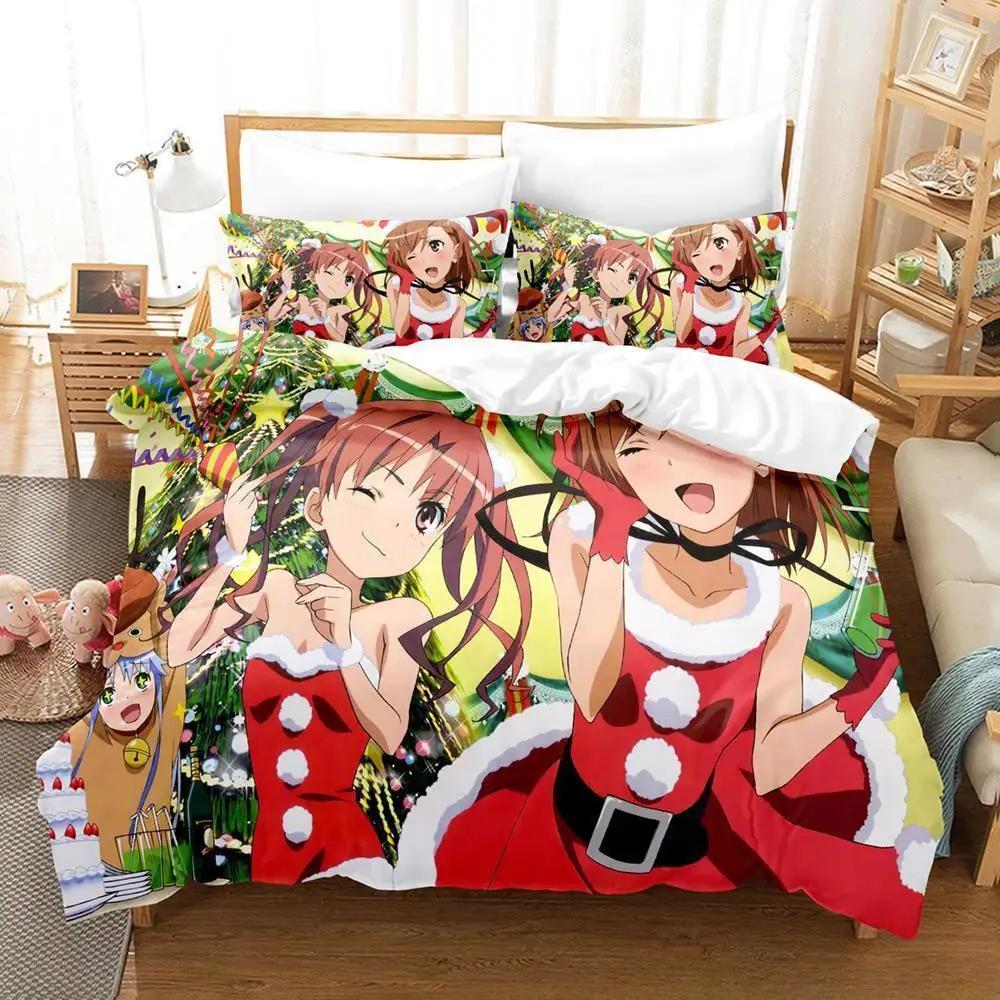 Comforter Anime Misaka Mikoto A Certain Scientific Railgun Bedding Set Cartoon Anime Three-Piece Set Adult Kid Bedroom S