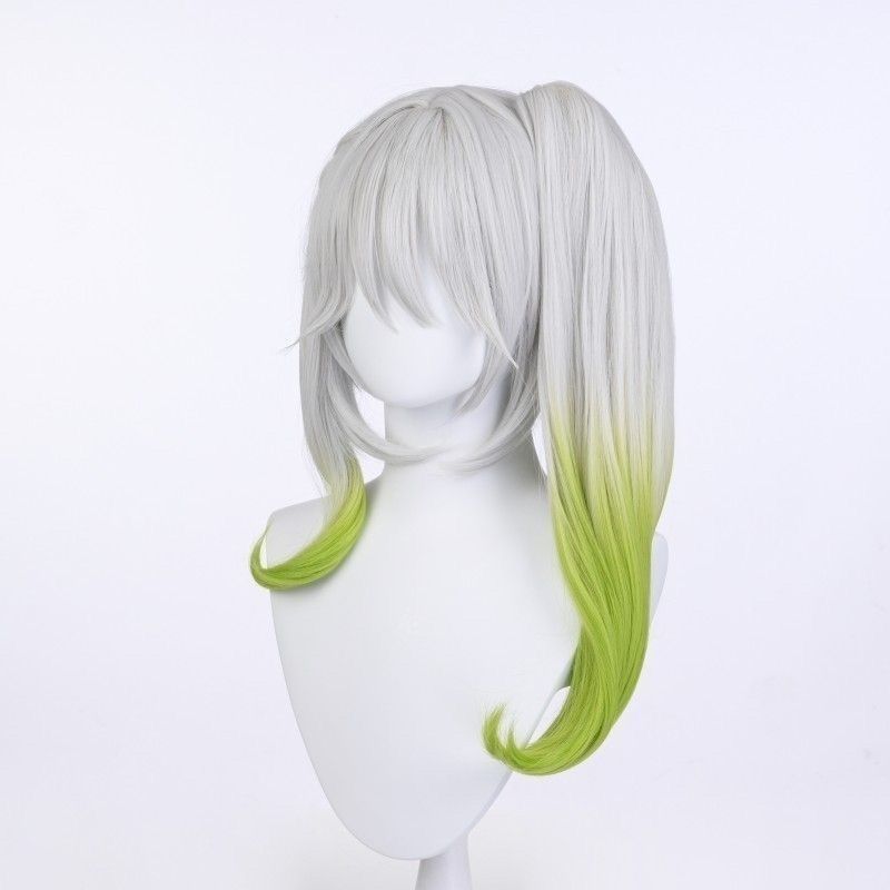 Cosplay Accessory - Shumi Grass Wig - Silver-white with Gradient To Light Green Ponytail Cosplay Wig