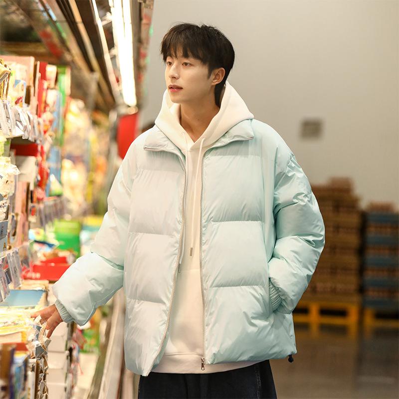 Winter Warm Casual Cotton Coat Men Fashion Versatile Standing Collar Coat Men Long Sleeve Warm Cotton Coat Men Clothing