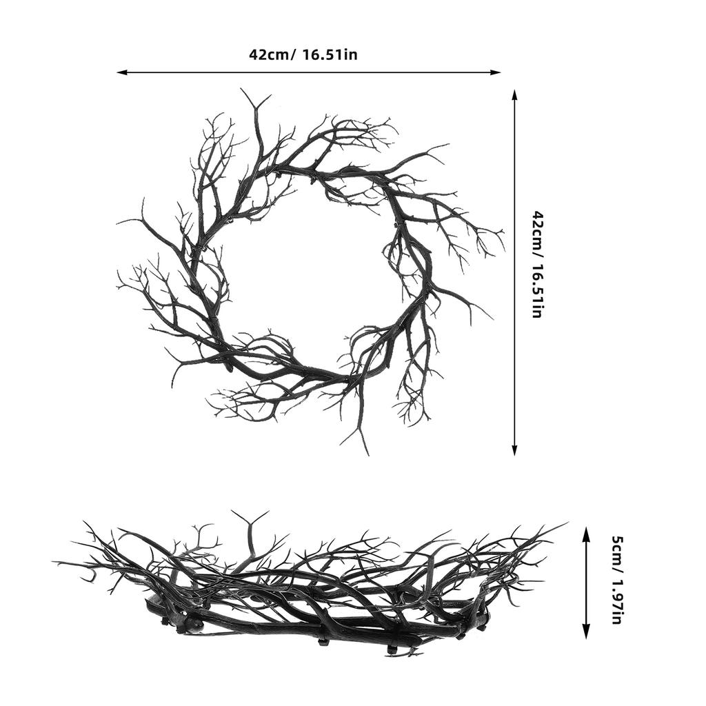 Halloween Wreath Black Twig Garland Fake Branch Decor Artificial Door Wreath Hanging Nament Front Door Garlands Festive Party