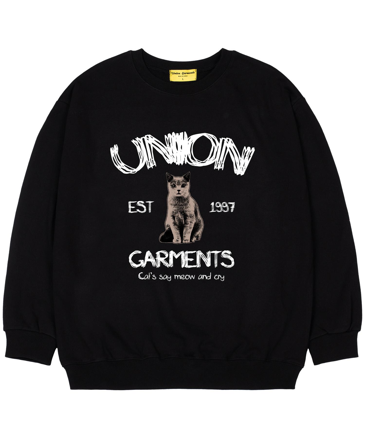 Union Garments [С подкладкой из флиса] Свитшот оверсайз  Union Cat  Черный M