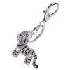 Breloc 3D Tigru Argintiu Aliaj de Zinc Stras Bijuterie Strălucitoare Accesoriu pentru Geantă Dama Pandantiv