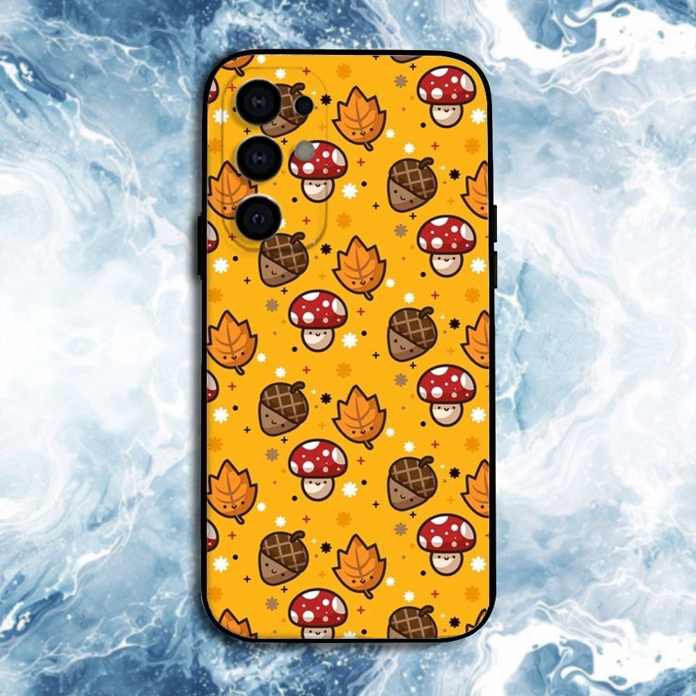 Cartoon M-Mushroom Phone Case For Samsung S26,25,24,23,22,21,20,30,Ultra,Plus,Fe,Lite Black Shell