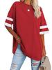 T-shirt da Donna Oversize Color Block Manica Corta Girocollo Larga Tunica in Cotone