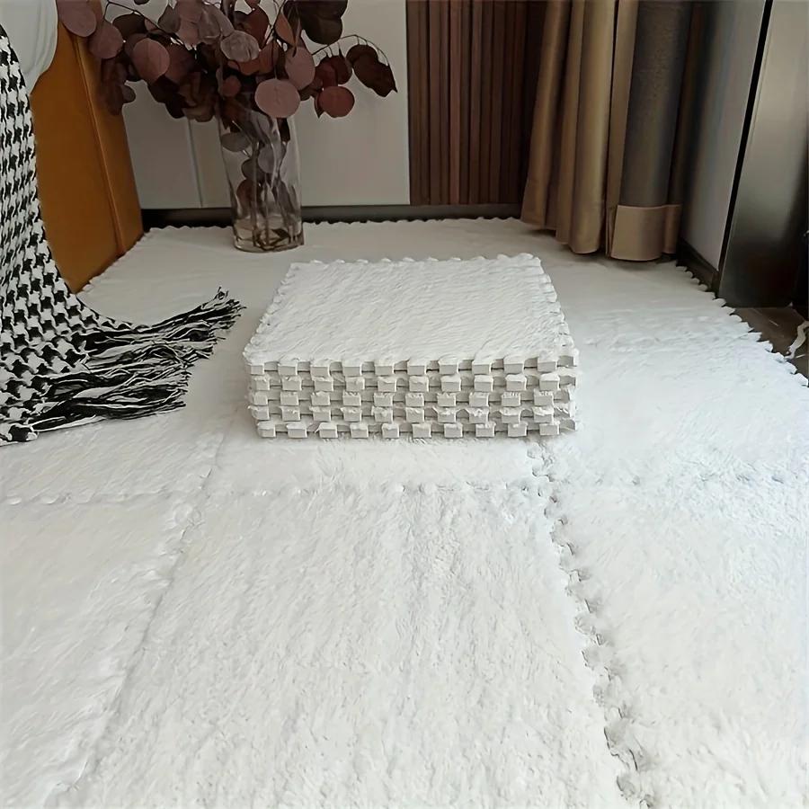 16pcs Soft Anti-Fall Interlocking Floor Mat Square Foam Tile Carpet Children's Puzzle Sports Mat Bedroom Bedside Decoration