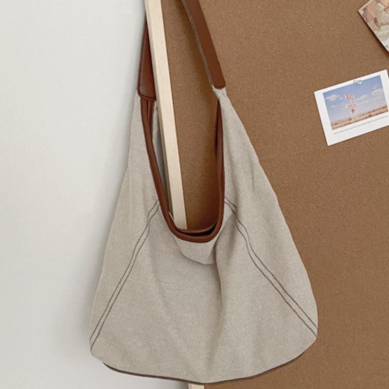 

Холщовая сумка большой вместимости Женская модная сумка через плечо/подмышку Повседневная сумка-тоут для студентов колледжа/школьников для поездок на учебу коричневый