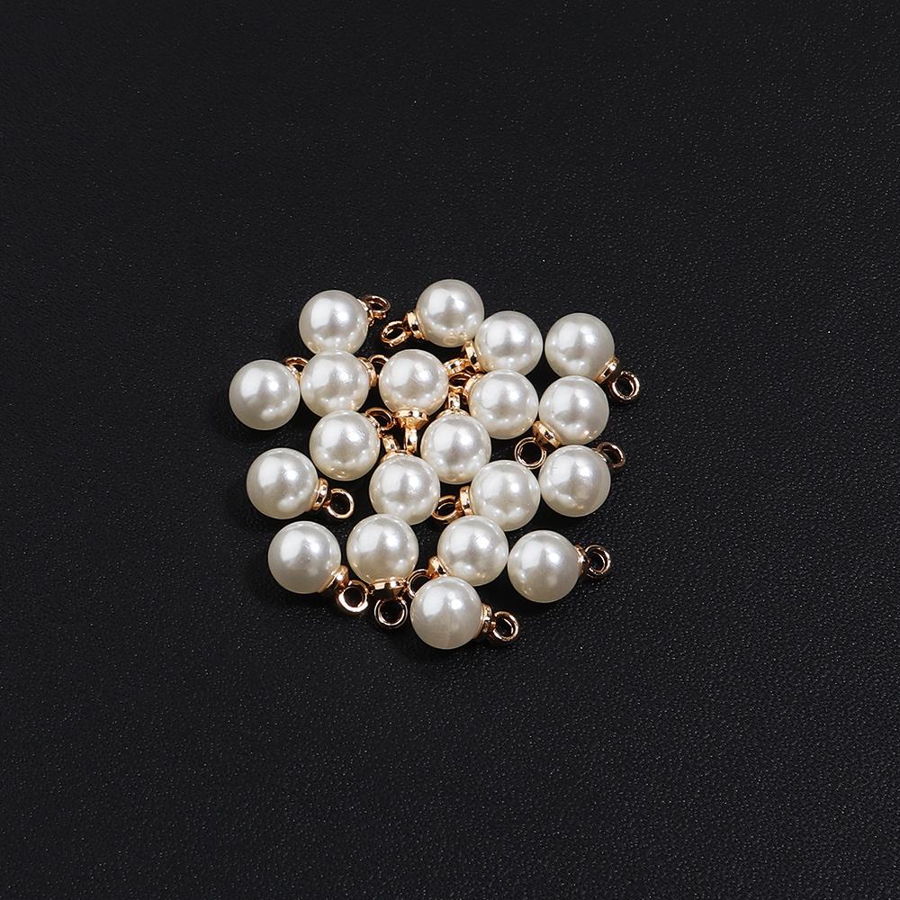 10-20 pcs/lot 6-20mm Round ABS Imitation Pearl Beads Pendant Beige White Charms For Jewelry Making DIY Fashion Necklace Earrings