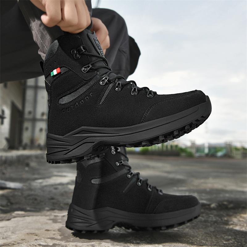 High-top Boots Men Anti-slip Lace-up Breathable Outdoor Hiking Shoes Men Shock-absorbing Lace-up Low-top Casual Sports Shoes Men