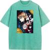 Demon Slayer Kochou Shinobu Inosuke Anime Clothing Men Women Retro Washed T-shirts Manga Cotton Tshirt Harajuku Male T Shirt