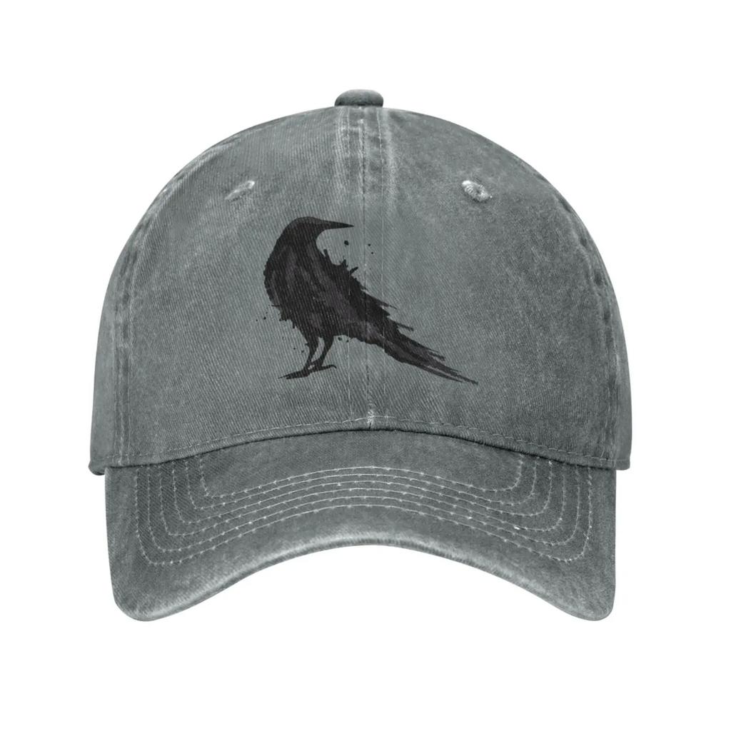 Vintage Krähe Rabe Schwarzer Vogel Retro Lustige Geschenke Baseballkappen für Männer Frauen Cowboyhut Truckerhut Sonnenhüte