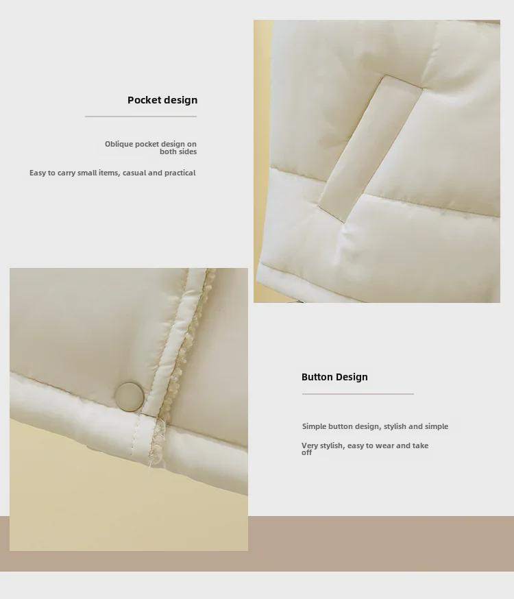 2024 Korean Women's Short Sleeveless Lamb Wool Down Vest for Autumn/Winter