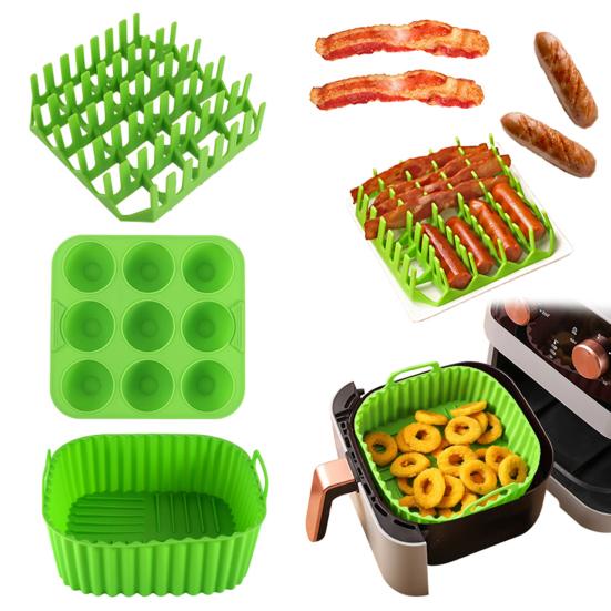 Air Fryer Silicone Basket Liners Large Square Oven Pan BBQ Grill Reusable Cake Molds for Hot Dogs Bacon Jelly