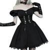 Goth Gothic Vintage Princess Dress Women Dark Lace Up Cross Corset Streetwear Partywear Lolita Female