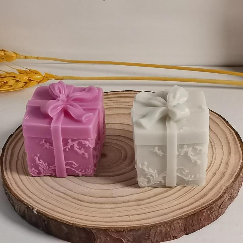 Christmas Gift Box Scented Candle Mold Bow Gift Box Fondant Silicone Mold Decor DIY Christmas Candle Molds for Candle Making