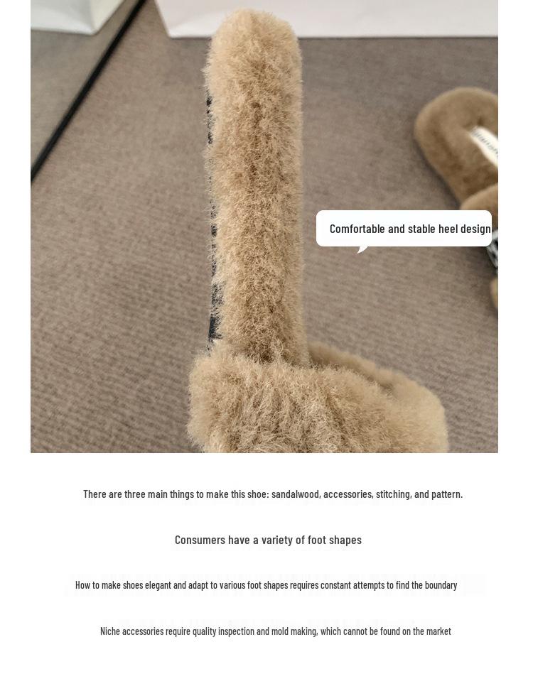 2025 Autumn/Winter Women's Fuzzy Flat Slippers - One-Strap, Letter Design, Versatile Korean Style, Warm Outdoor Footwear (EU)