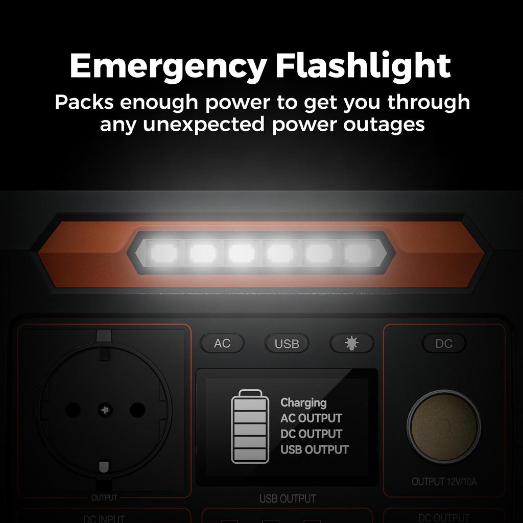 Flashfish P66+TSP100 Portable Power Station 300W Output Power 7 Outputs 3 Ways To Recharge 6-layer Protection