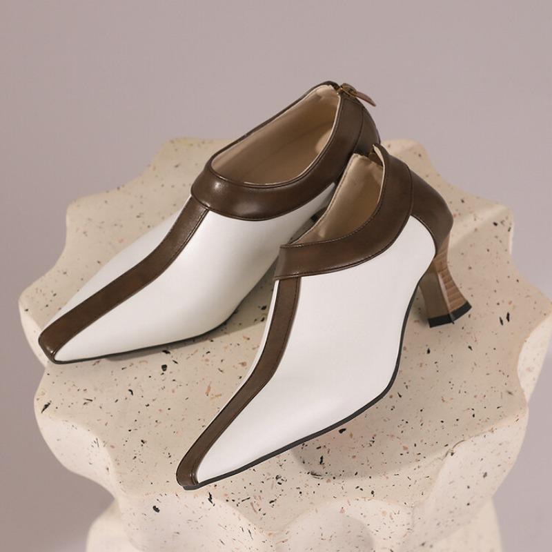 Fashion 2024 new mixed color 5.5cm high-heeled shoes Black White Spring Summer Outdoor Leisure Women's Single Shoes Large Sizes 34-50