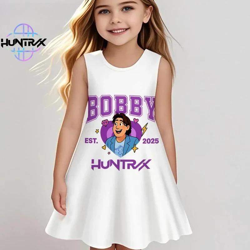 Kpop Demon Hunters Kids Dress Summer Girls Anime Cartoon Print Beach Dress Casual Sleepwear