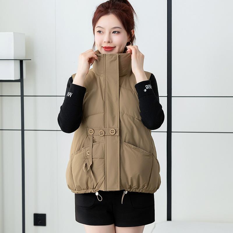 Simple and loose stand-up collar cotton vest women's short autumn and winter new thickened vest sports jacket