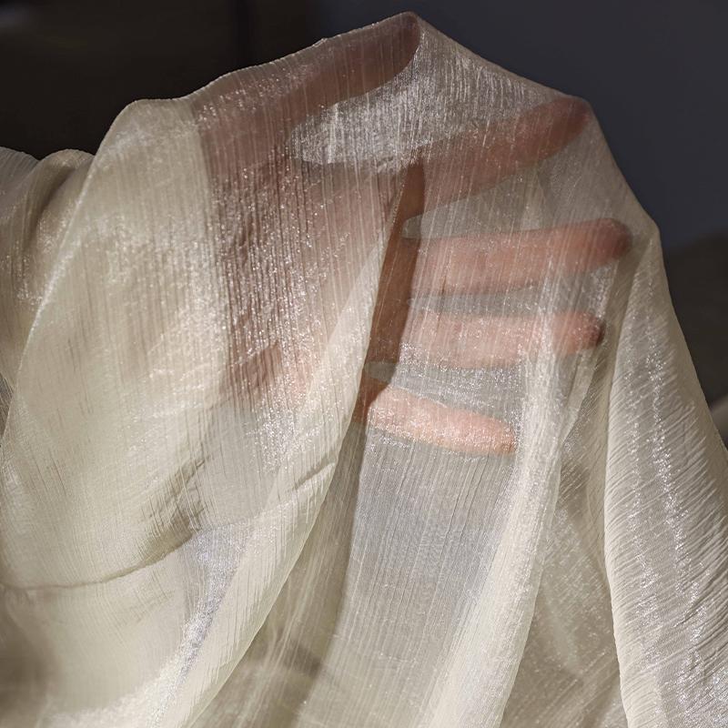 

100*145cm Sheer Sparkling Chiffon Fabric Semi-transparent Soft Mesh Tulle Wedding Dress Background Diy Decor Designer Fabric 100x145cm