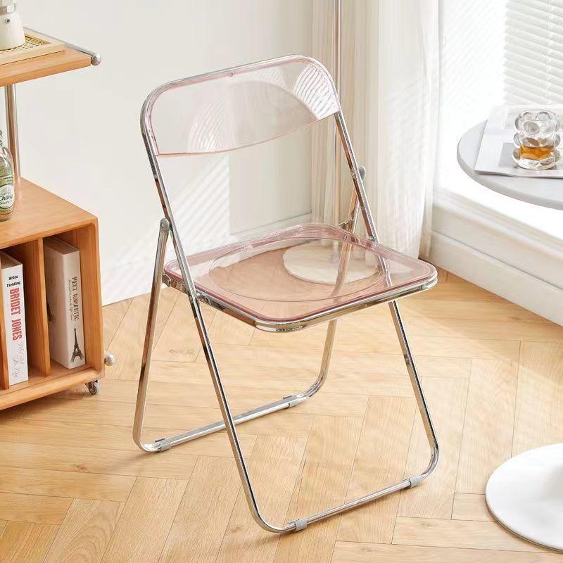 Trendy Clear Acrylic Folding Chair - Simple, Thickened Design for Makeup, Dining, or Home