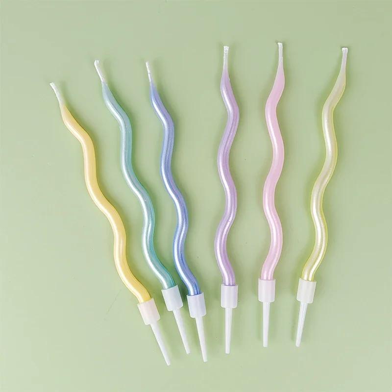 

6 шт. С Днем Рождения Изогнутая свеча Украшение для дня рождения Изогнутая нить Креативное длинное украшение для торта Романтическая свеча на День святого Валентина