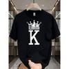 European Sizes Classic Crewneck Men's Fashion Casual Trendy Graphic T Shirt  Letter K Design Men's Wear for Adults Men Holiday Gift Casual Wear