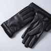 Men's Sheepskin Fleece Gloves Outdoor Cycling Business Winter Warm Touch Screen Genuine Leather Gloves