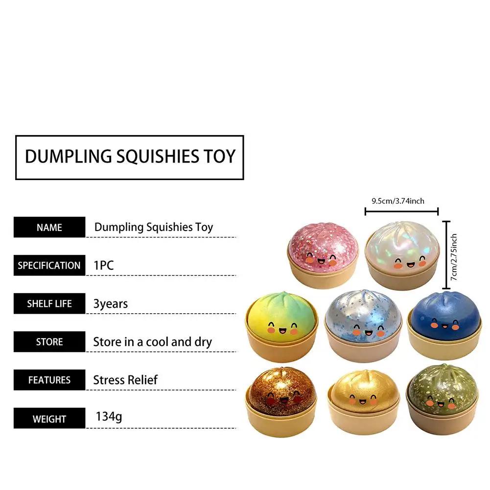 Dumpling Pressure Giant Dumpling Bun Toy, Slow Rising Glitter Dumpling Stress Ball, Stress Relief Fidget Toy for Home Office