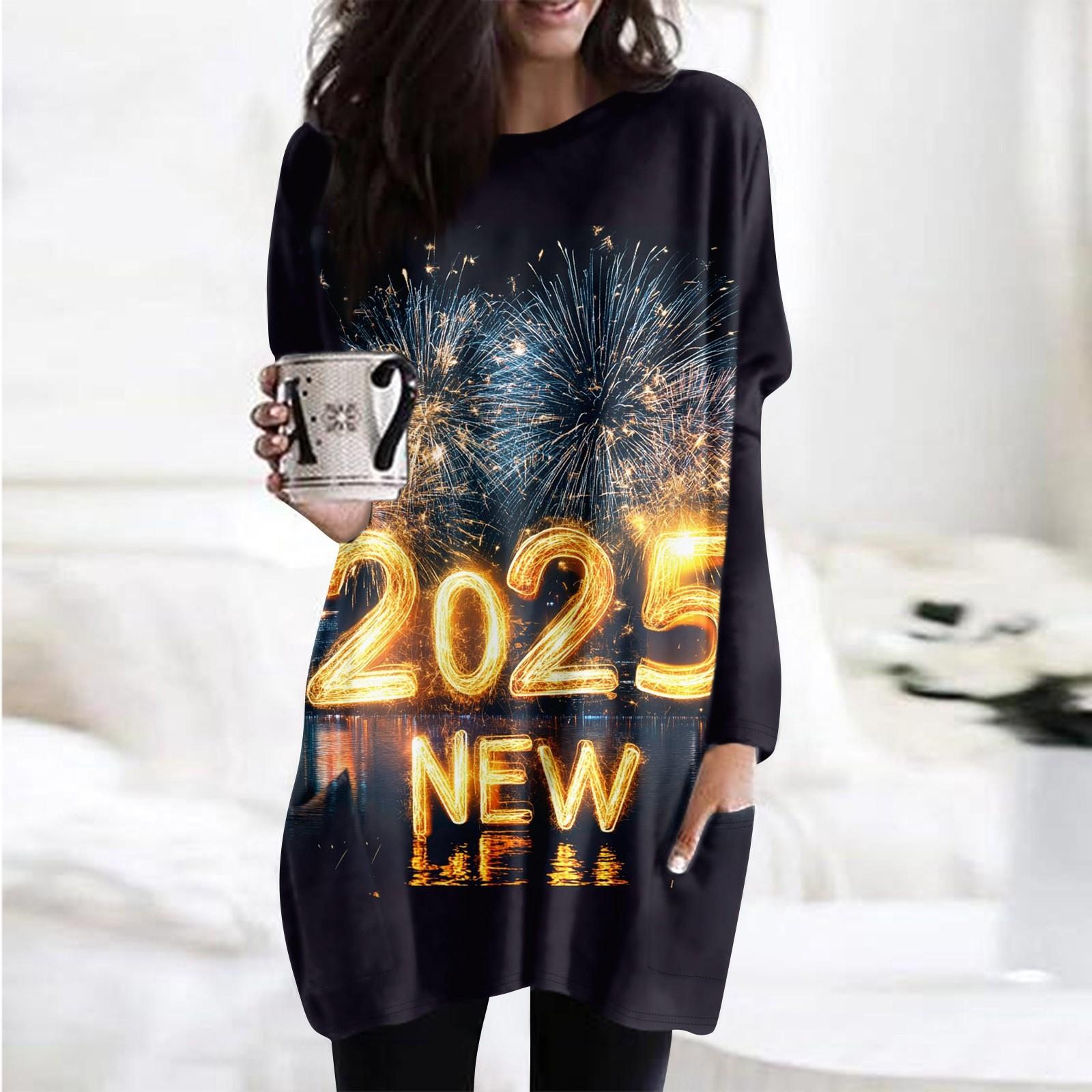 

Жіноча толстовка з принтом з круглим вирізом і довгим рукавом, широка сукня-сорочка з принтом і кишенями. XXL