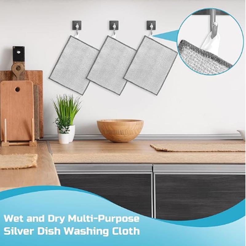 12 Stück 2-lagiges Metallspültuch Keine Kratzer Kein Geruch Mehrzweck-Drahtspüllappen für Nass-Trocken-Küchenreinigung Spüllappen Spülbecken Geschirr Kochfeld