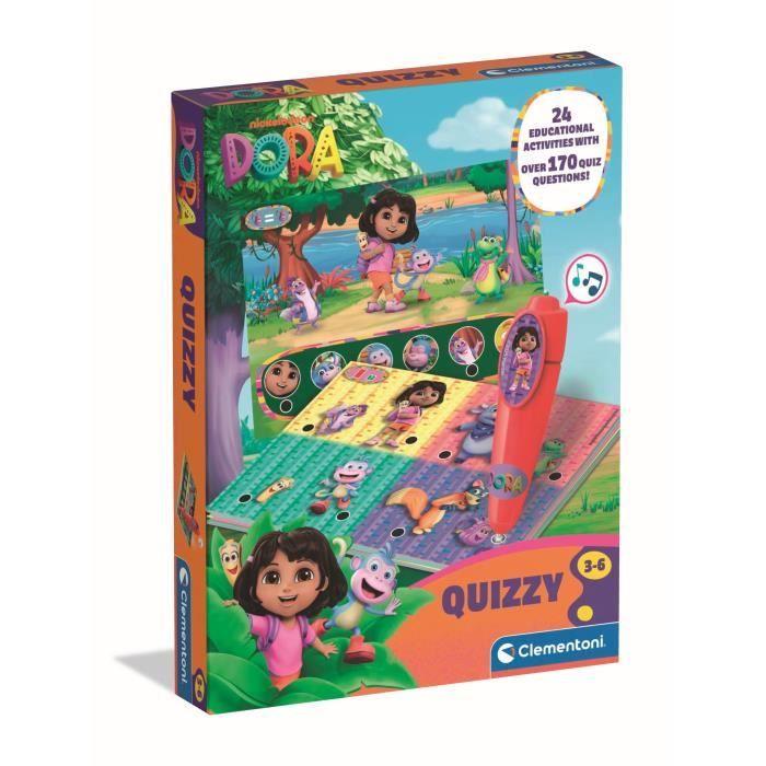 Clementoni - Quizzy Dora l'Exploratrice - dès 3 Ans - Jeu Éducatif Interactif - Apprentissage Ludique avec Cartes Illustrées