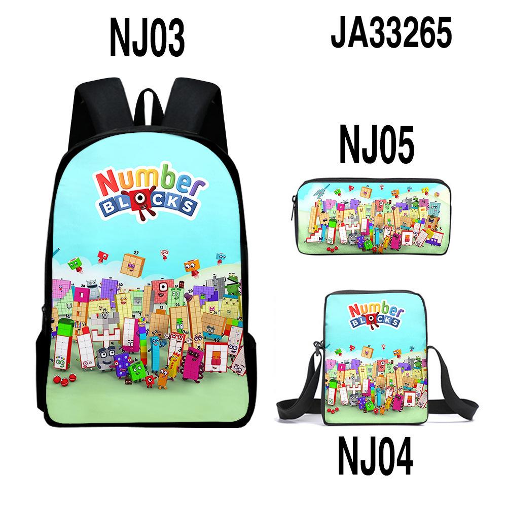 Game Merchandise Digital Building Block Schoolbag Backpack Satchel Pencil Bag Backpack Three-Piece Set