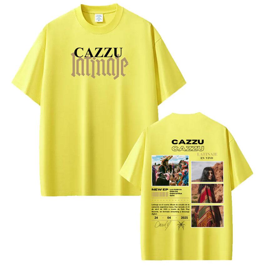 Singer Cazzu Latinaje Album Retro Print T Shirt Men Women Fashion Tshirt Shortsleeved Cotton Harajuku Casual Tshirts Fan Gift