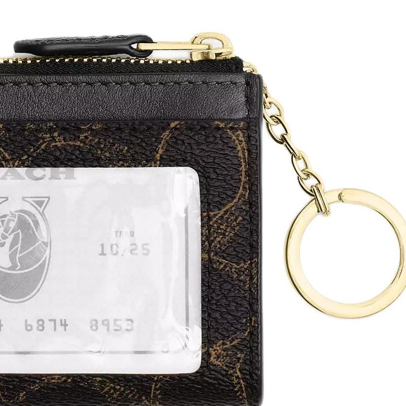 Coach Skinny Id Case 11 Brand Print Coated Canvas And Smooth Leather Card Holder Mini Women Card Holder Brown CEI20-IMBRN
