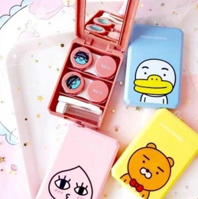 South Korean Cute Cartoon Animals Two Contact Lens Case Liquid Bottle Clip
