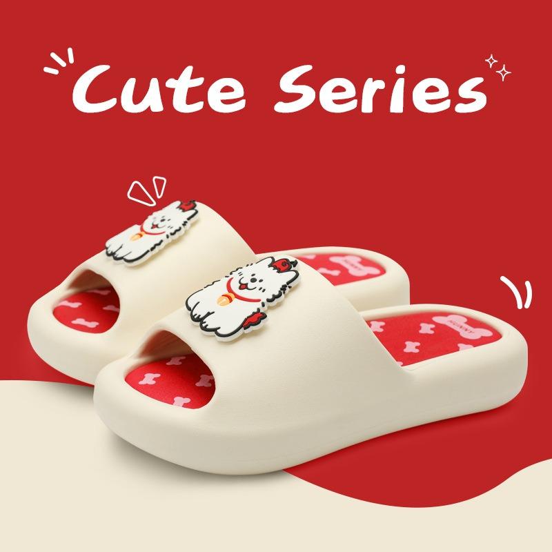 

Cute cow puppy slippers women s summer cartoon outer wear home non-slip thick-bottomed cool slippers summer 40-41 белый