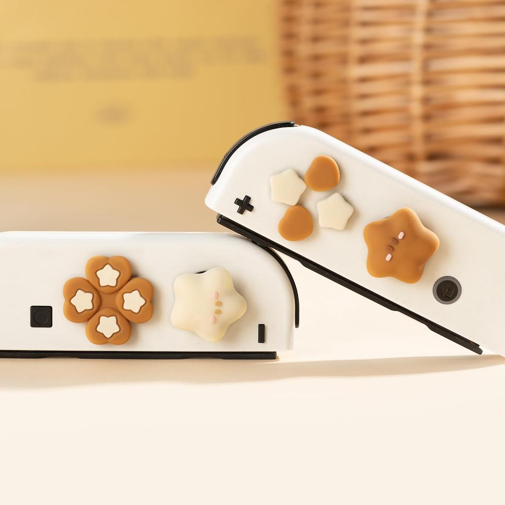 YOCORE Zestaw nakładek na drążki analogowe dla OLED, łatwe nakładki na drążki analogowe i nakładki na kciuki oraz D-pad Joy-Con i Switch/Switch Joy-Con, Instalacja, Antypoślizgowe nakładki,