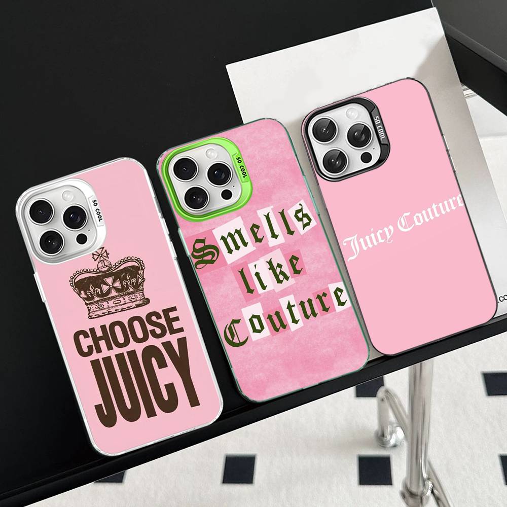J-Juicy C-Couture Handyhülle für iPhone 17 16 15 14 13 12 11 Pro Max Plus Farbe Silber Hülle