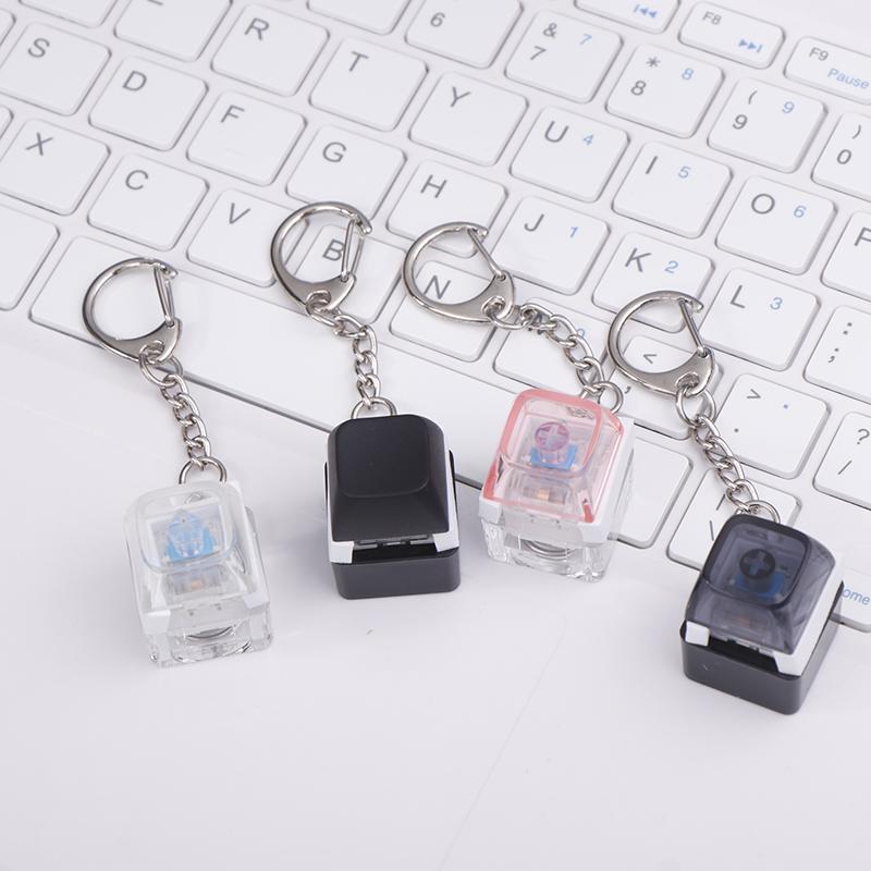 Mechanical Switch Keychain With Led Light Keyboard Key Chain Fidget Toy Keycap Stress Relief Novelty Toys Fidget Button Keyring