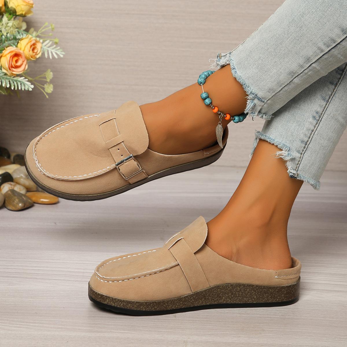 

Plus Size Shoes for Women 35-42 Summer Fashion Slip on Platform Wedges Slippers Women Casual Round Toe Flats Sandals 43 хаки