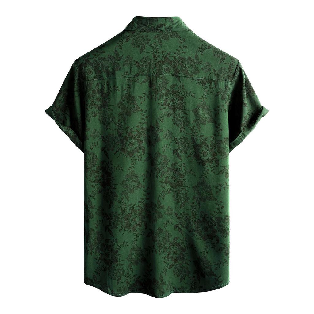 Men's Short Sleeved Shirt, Daily Fashion Printed Button Top, Chest Pocket Cardigan