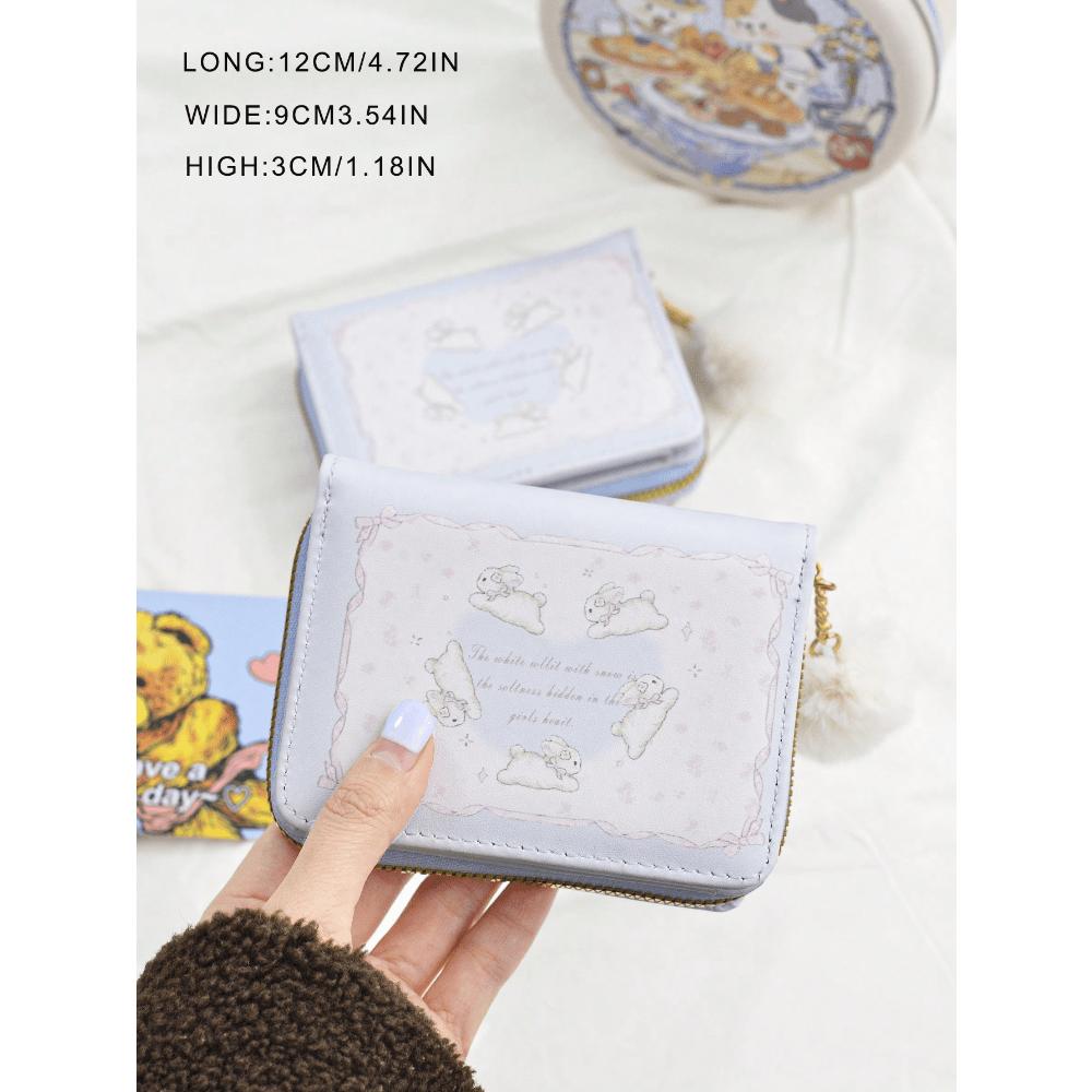 Bunny Design Women Short Trifold Zipper Wallet Business Casual Woman Card Case Gifts Essentials Items For Women Wallet Purse