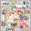 50 Friendly Psychology Doodle Stickers: Be Kind Slogan Decoration for Water Bottles & Phones
