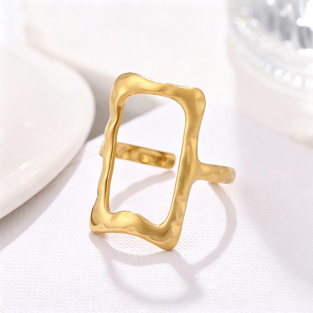 Adjustable Open Women's Irregular Stainless Steel Ring