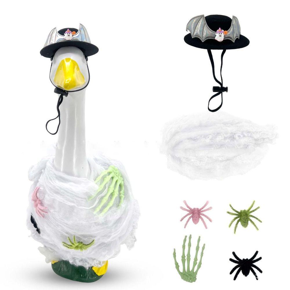 Bat Wings Halloween Goose Outfits Fake Cobweb Lawn Goose Clothes  Yard Ornaments