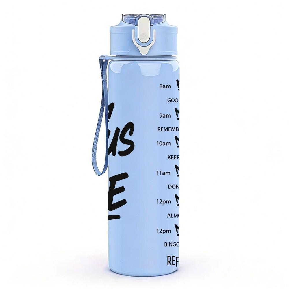 1PC Jesus Is Life Faith Lettering Art 750ml Color Plastic Sports Water Bottle Leakproof Flip Straw Lid Suitable for Sports Office Home Use